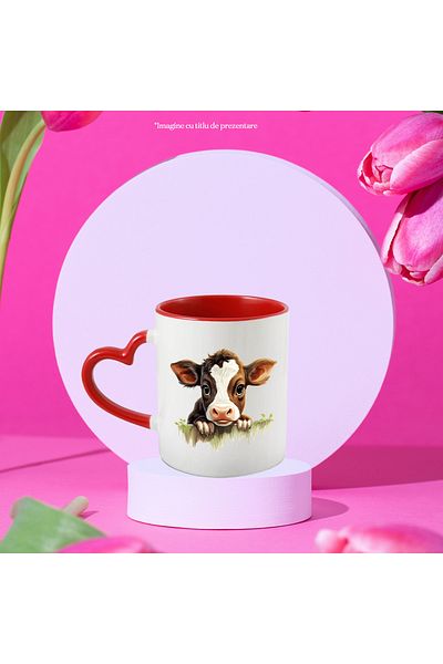 StoryGift Romania Mug with a shy calf | illustration | curious | for children | care | need, With,STG.