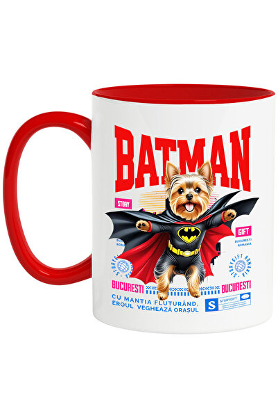 StoryGift Romania Cana cu Yorkshire Terrier Caine In Costum de BatMan cu Pele...