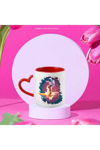 StoryGift Romania Mug with an astronaut riding a surfboard | illustration | abstract | des, Cu ,STG