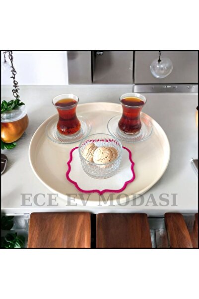 EceAksesuar Tepsi Metal Çay Tepsisi Kahve Tepsisi Sunum Kahvaltı Tepsisi-30 c...