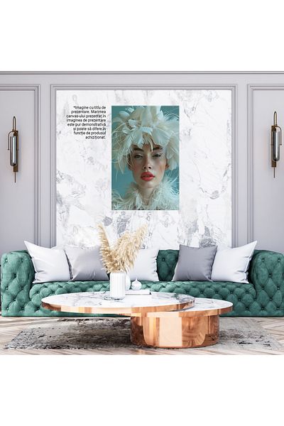 StoryGift Romania Tablou Canvas Feminitatea În Bloom Femeia Cu Glow Natural Și Ochi Doritori În Dansul Penelor Al