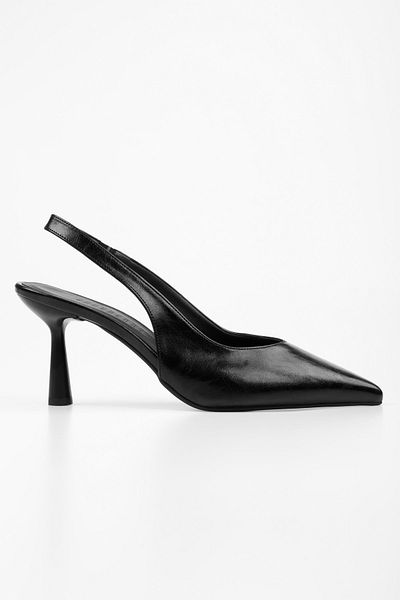 Shoeberry Women's Alora Black Skin Stiletto