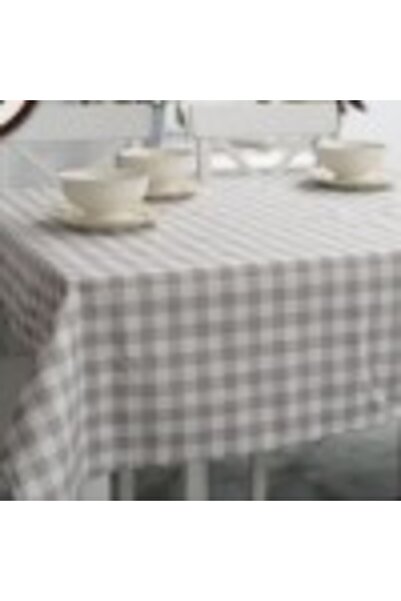 Pucioasa Tablecloth with Teflon Coating, Cotton, 160x320cm, White-Grey Checkered