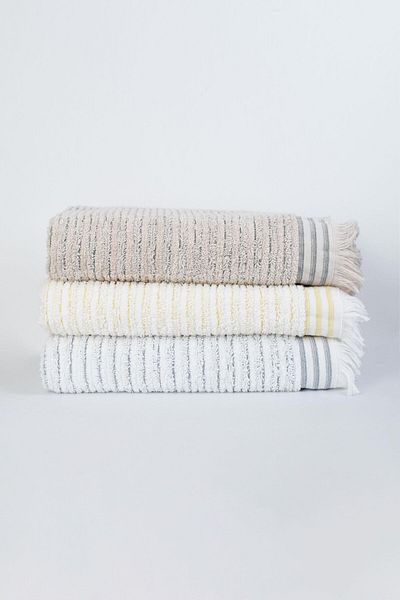 birizmoda Young Bath Towel - White-Navy Blue