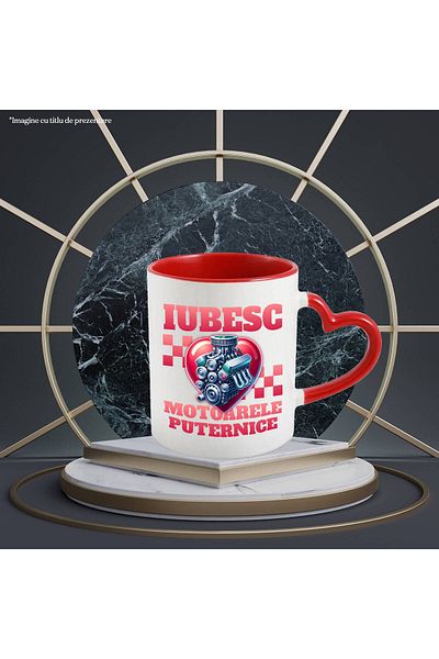 StoryGift Romania Cana cu Motor Masina Viteza Curse Ilegale Text Iubesc Motoarele Puternice, Ceram, Cu Maner Inim