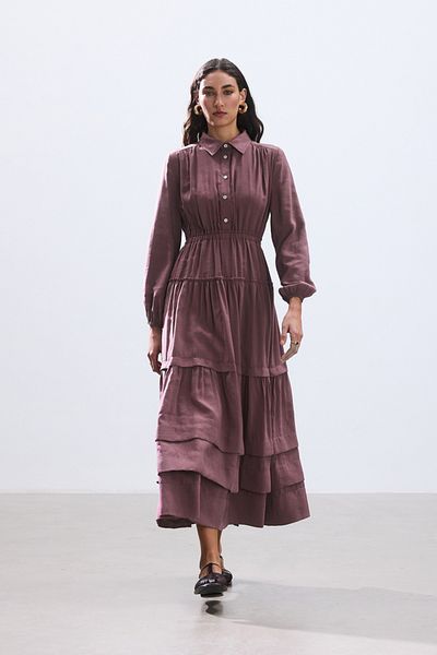 BE BLUE Dried Rose Ribbed Modal Dress