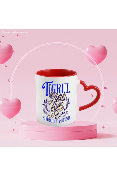 StoryGift Romania Mug with Angry Animal Strong Tiger Text Symbol of Power, Motivational, Ceramic, With Heart Handle