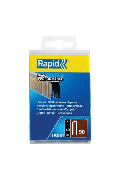 Rapid 5000127 Narrow Crown Staples, Leg Length 40 mm, No.90, 1500 Pieces, Galvanized
