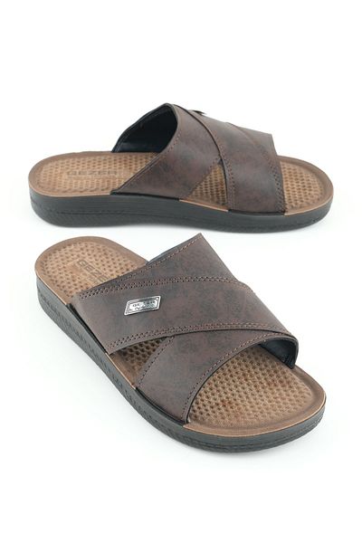 GEZER Summer Men's Faux Leather Comfortable Sole Casual Slippers