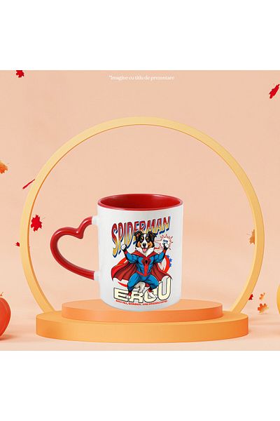 StoryGift Romania Mug with Australian Shepherd Dog in SpiderMan Costume, With,STG