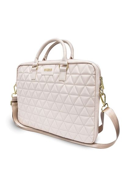 Guess Geantă pentru laptop 15 inch, model mozaic, curea de umăr detașabilă, reglabilă, Guess - Alb