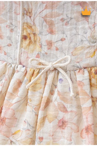 Mymio 0-24 Months Baby Collar Balloon Sleeve Floral Baby Girl Children Summer Eid Dress 4318