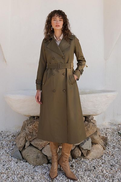 Olcay Trenci cu detaliu special de cusut, cu două piepte, hidrofugă A.KHAKI 6703