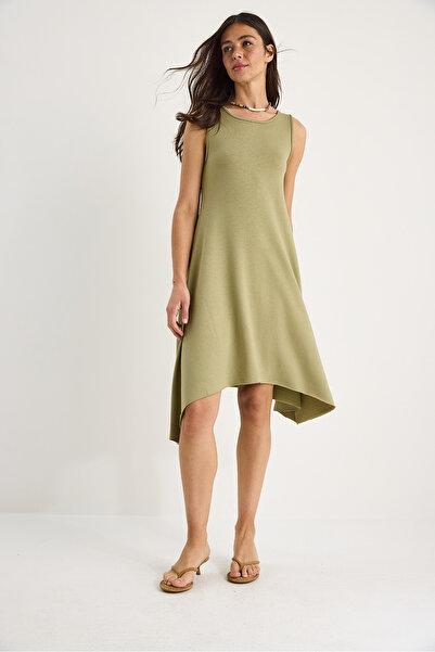 Bianco Lucci Women's Asymmetrical Cut Thick Strap Comfortable Summer Modal Dress 4034 60284053