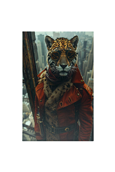 StoryGift Romania Tablou Canvas Pantera Cu Ochelari De Soare In Haina Blanoas...