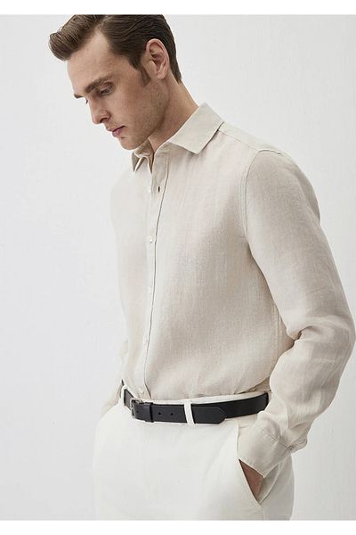 Mavi Beige Linen Shirt Regular Fit 0211496-70134