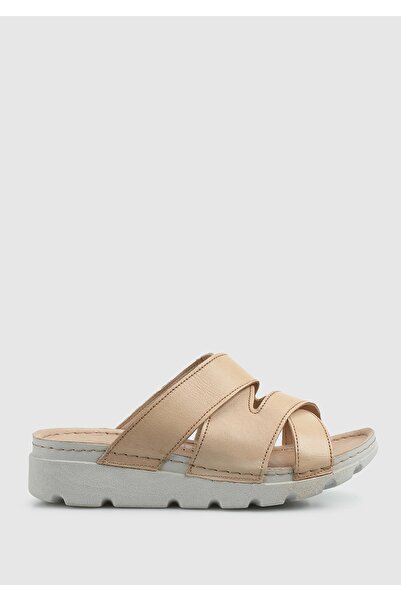 Eclipse Крем шкіряні жіночі тапочки