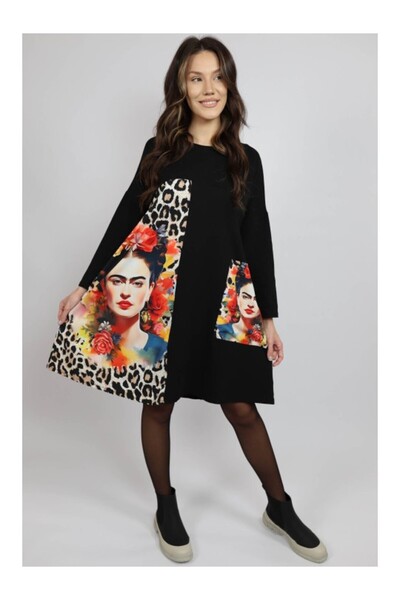 FASHIONLAND ROCHIE MIDI CU MANECA LUNGA SI BUZUNAR APLICAT FRIDA TALIE UNICA ...