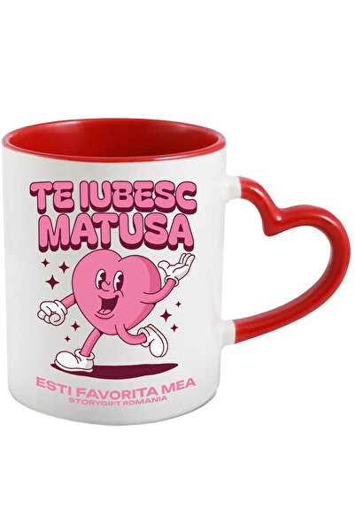 StoryGift Romania Cana cu Inima Zambitoare Cu Mana In Aer Valentine's Day Dra...