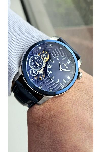 Raymond Rym-5210 Quartz Men's Wristwatch - Steel Case and Leather Cord - 2 Years Warranty