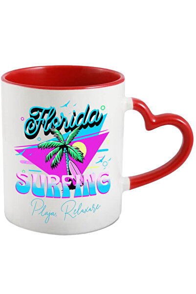 StoryGift Romania Cana cu Pamier Cu Nuci DE Cocos Si Placa De Surf Text Flori...