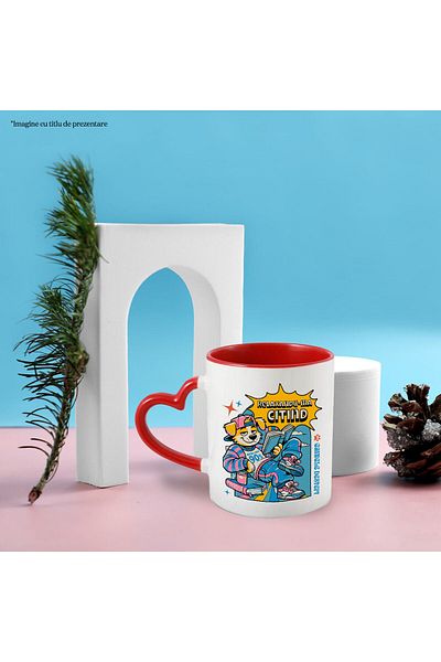 StoryGift Romania Dog Mug Street Style Colorful Cheerful With Book Funny Hobby Text In Roma Language, With Heart Handle
