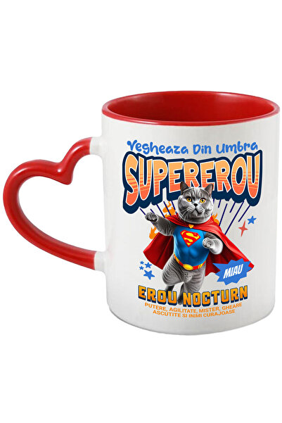 StoryGift Romania Cana cu British Shorthair Caine In Costum de SuperMan cu Pe...
