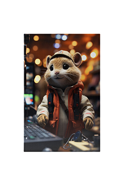 StoryGift Romania Tablou Canvas: Portret Șoricel Vesel Sunetist Cu Șapcă Și V...