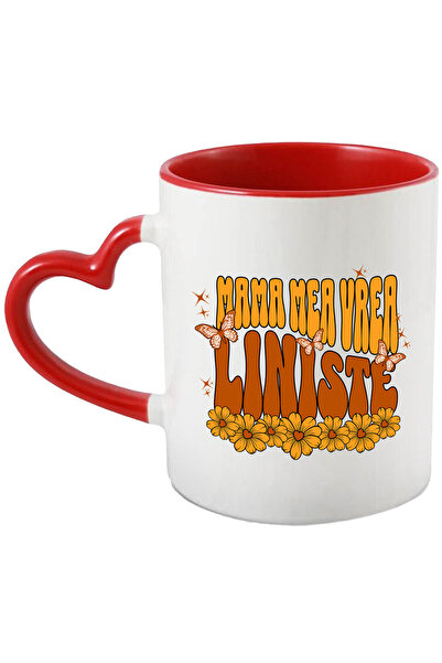 StoryGift Romania Cana cu Text Colorat Mama Mea Vrea Liniste Flori Galbene Fl...