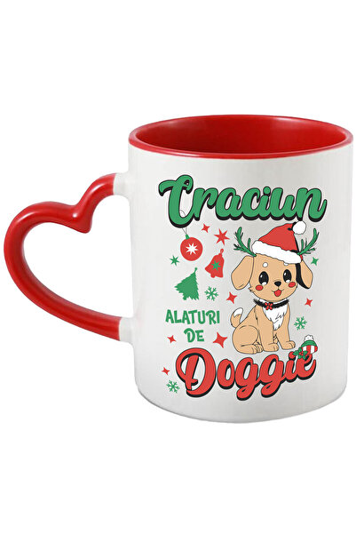 StoryGift Romania Cana cu Caine cu Caciula De Craciun Text Craciun Alaturi De...