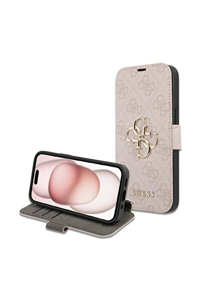 Guess Калъф за iPhone 15, книжка, Guess - розов