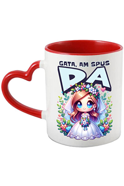 StoryGift Romania Cana cu Femeie In Rochie De Mireasa Text Gata Am Spus Da, C...