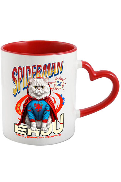 StoryGift Romania Cana cu Persan / persian Pisica In Costum de SpiderMan cu P...
