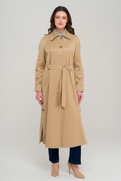 Olcay Shirt Collar Side Slit Lined Water Repellent Long Trench Coat Kamel 6700