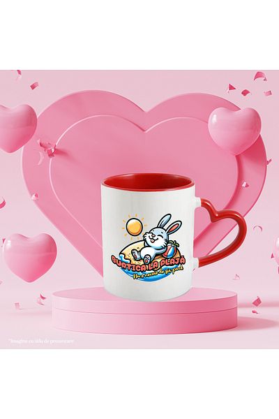 StoryGift Romania Mug Rabbit on the beach, belly in the sun no need for a six-pack, 330ml, Ceramic, With, STG