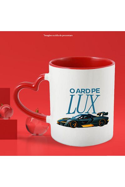 StoryGift Romania Cana O Ard Pe Lux Masina De Curse Tunata Viteza, 330ml, Ceramica Cu Maner Inima , Cu ,stg