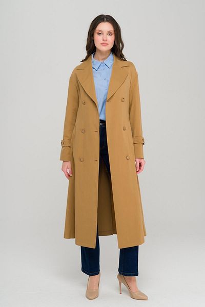 Olcay Oversize Unlined Trench Coat with Zipper on the Shoulder Taba 6698