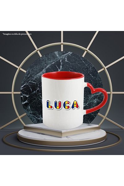 StoryGift Romania Mug With Name Luca, Romania, Supporter, Romanian Flag, Patriot, 330ml, Ceramics, With, STG.