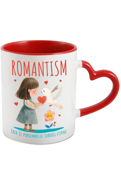 StoryGift Romania Cana cu Fata Stil Desene Animate Cu Breton Inima, Porumbel ...