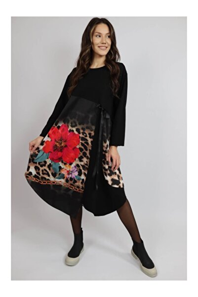 FASHIONLAND ROCHIE MIDI ASIMETRICA CU BUZUNARE SI MANACA LUNGA FLOWERS DOMIDE...