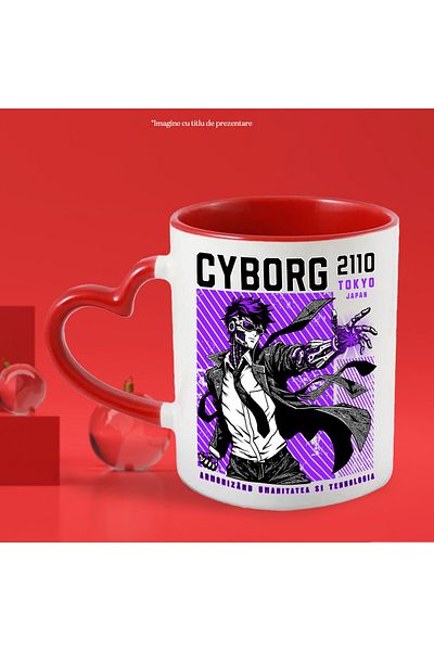 StoryGift Romania Cyborg Robot Man Mug. Harmonizing humanity and technology, 330ml, Ceramic c, Cu, STG