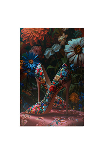StoryGift Romania Tablou Canvas Luxury Shoes, Pantofi Cu Model Floral Cu Toc ...