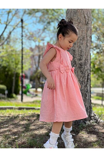 Pollito Girl's Bow Detailed Muslin Dress