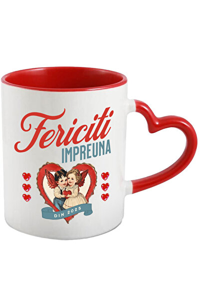 StoryGift Romania Cana cu Cuplu Copii Ingeri Inima Text Fericiti Impreuna Din...