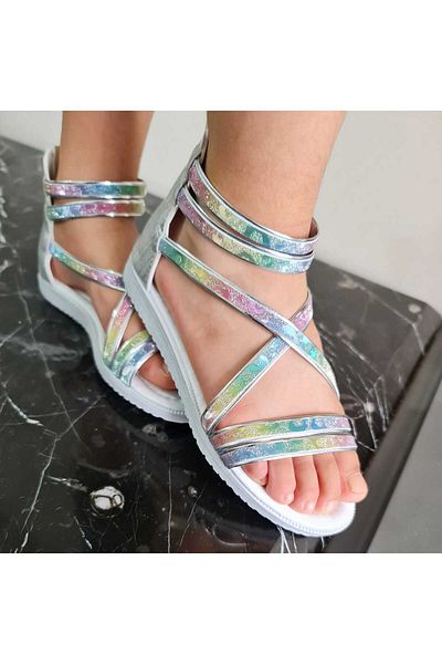 Pandalina Child sandals with zippered ankle hologram non-slip phylon (light) sole sandals.