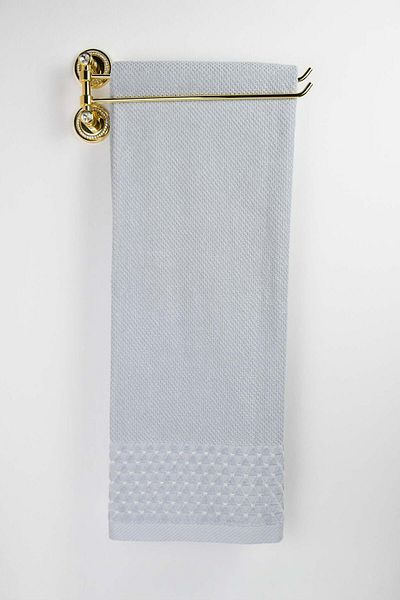 Biriz Moda Murano Velvet Jacquard Bath Towel with Border - Gray