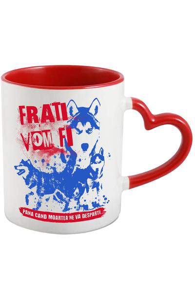 StoryGift Romania Cana Lupi, text frati vom fi pana la moarte, 330ml, Ceramic...