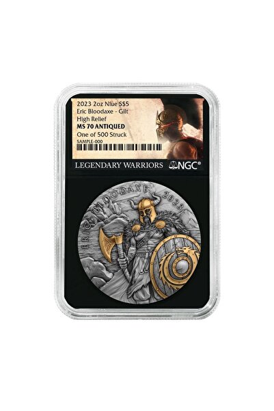 aga kulche Eric Kanlı Balta Altın Kaplama NGC Sertifikalı Gümüş Madalyon