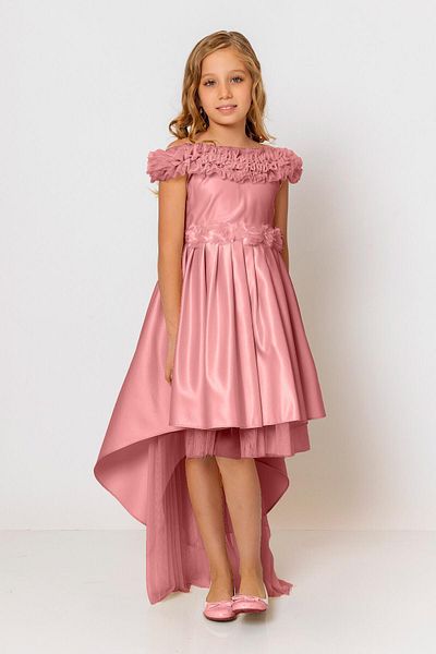 incity Girl's Floral Belted Ruffle Evening Dress