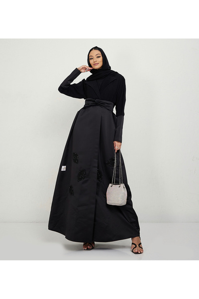 Rosette Abaya Black Bridal Queen